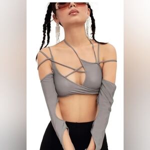 Gray Strappy Cyberpunk Croptop
